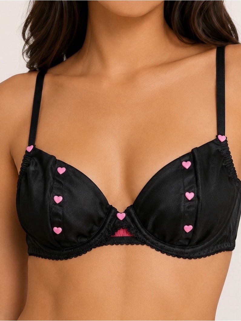 Like New Rare 2007 Victoria’s Secret Sexy Little Things Heart Snap Bra Black 36b